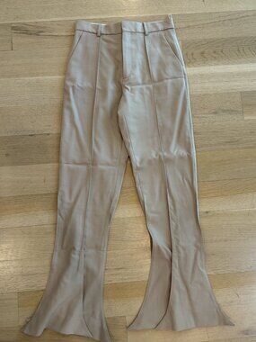 Y/Project Tan Wool Flare Trousers EU 36 US 4 NWT Split Hem High Waist Pants